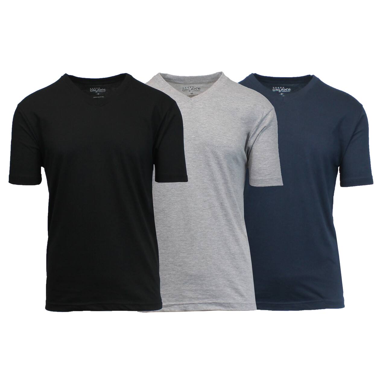 Galaxy by Harvic Men's Short Sleeve V-Neck T-Shirt 3 Pack
